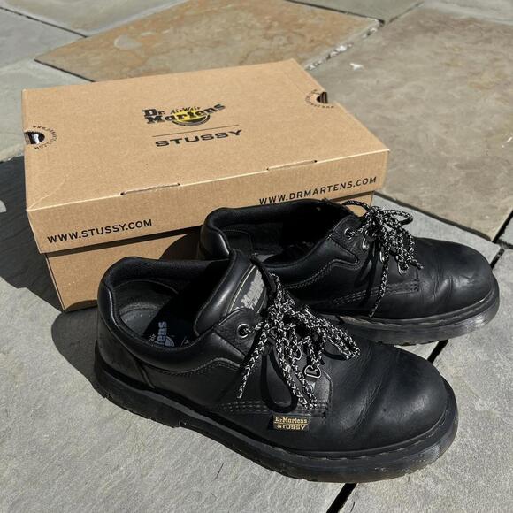 Stussy X Martens 8053 HY Black Low Top Leather Boots